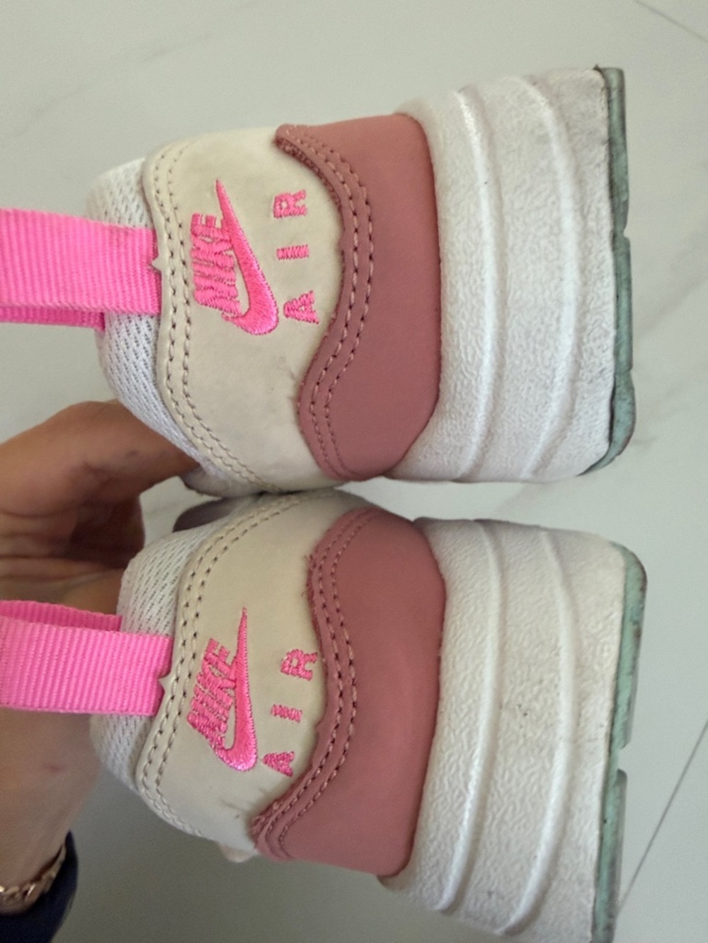 Nike Kids Cream and Pink Accent Sneakers with Mint Tongue - Picture 4 of 8